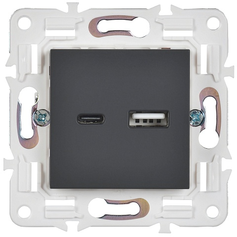 IEK SKANDY Графит Розетка USB A+C 18Вт SK-R13G