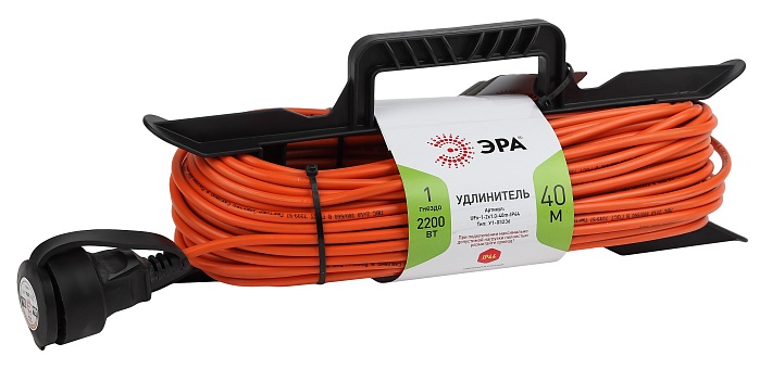 ЭРА Удлинитель силовой UFx-1-2x1.0-40m на рамке без заземления 1 розетка 40м ПВС 2х1мм2
