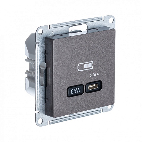 SE AtlasDesign Мокко USB Розетка тип-C 65W высокоскор.заряд. QC, PD, мех.