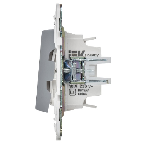 IEK SKANDY Серый Выключатель 2-клавишный проходной с индикацией 10А SK-V10Gr