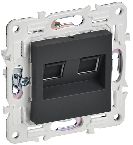 IEK SKANDY Графит Розетка компьютерная двойная RJ45 кат.6 SK-K04G
