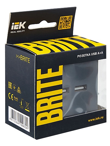 IEK BRITE Роз. USB A+A 3,1А РЮ10-1-БрМ мар.