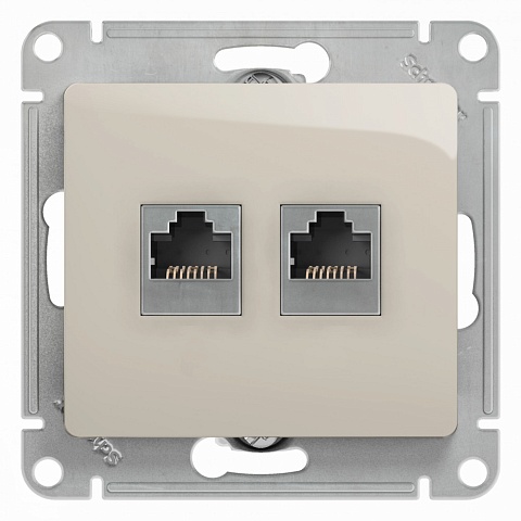 SE Glossa Молочный Розетка 2-ая RJ11+RJ45, кат.5E