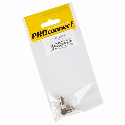 PROconnect Переходник антенный, (гнездо F - штекер TV), угловой (1шт.) (пакет)