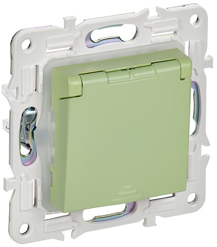 IEK SKANDY Мятный Розетка с/з с защитными шторками и крышкой 16А IP44 SK-R11G