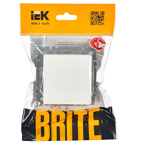 IEK BRITE Выключатель 1-клавишный проходной 10А ВС10-1-6-БрБ белый