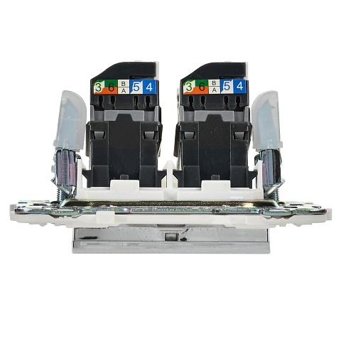 IEK SKANDY Никель Розетка компьютерная двойная RJ45 кат.5E SK-K03N