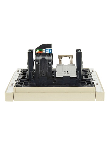 IEK FORTE&PIANO Ваниль Розетка двойная RJ11+RJ45 кат.5E FP435