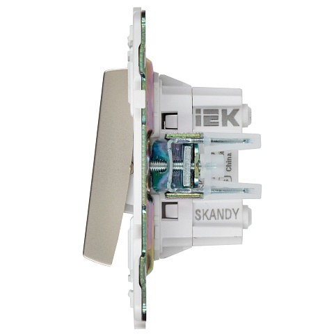 IEK SKANDY Шампань Выключатель 2-клавишный перекрестный 10А SK-V06Sh