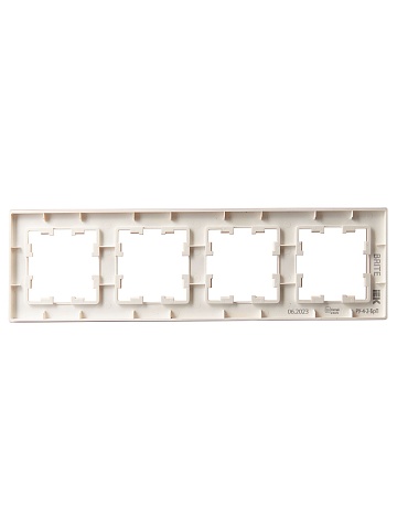 IEK BRITE DECOR Персик матовый стекло Рамка 4-мест. РУ-4-2-БрП
