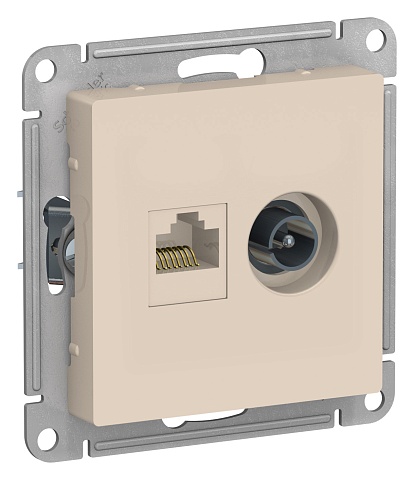 SE AtlasDesign Беж Розетка двойная комп+ТВ, RJ45+TV, кат.5E, механизм