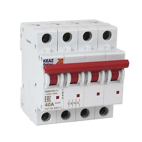 КЭАЗ OptiDin ВМ63Р Выключатель нагрузки 4P 40A   AC (BM63P-440-ОМ4-РЕГ)