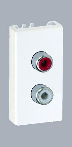 Simon Connect Графит Плата с 2-мя разъёмами RCA (чёрный, красный), винты, 22,5х45мм
