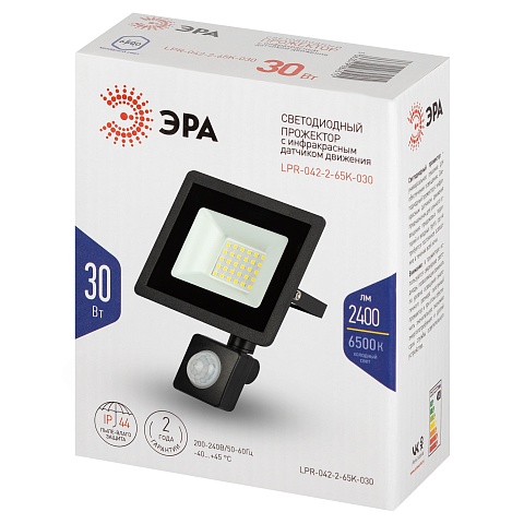 ЭРА Прожектор светодиодный уличный LPR-042-2-65K-030 30Вт 6500K IP44 рег ИК д/д гарантия 2 года
