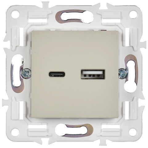 IEK SKANDY Бежевый Розетка USB A+C 18Вт SK-R13B