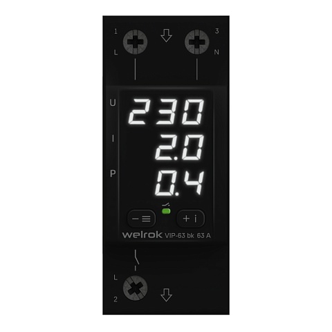 Welrok VIP 63 bk Реле напряжения многофункциональное 63 А (max 80 A) 13 900 ВА черный корпус