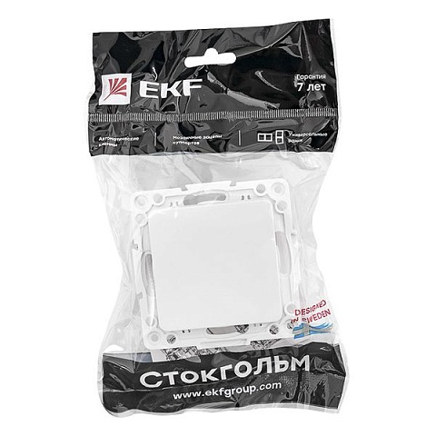 EKF PROxima Стокгольм Белый Выключатель 1-кл, 10А, винт.клеммы