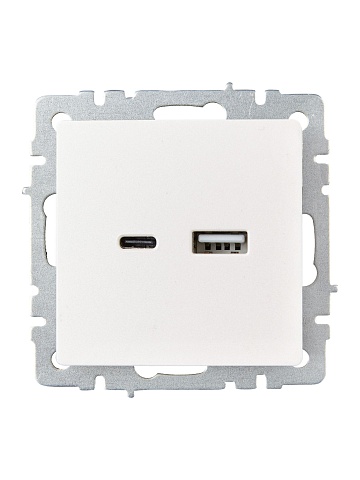 IEK BRITE Роз. USB A+C 18Вт РЮ11-1-БрЖ жемч.