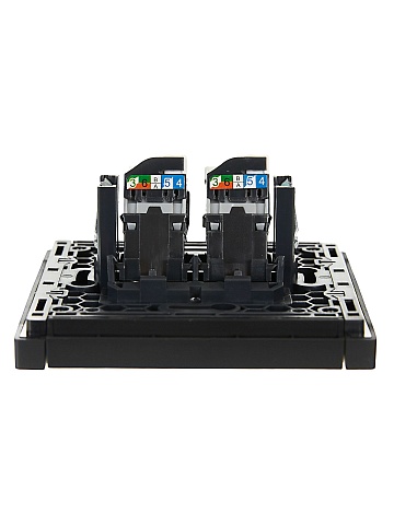 IEK FORTE&PIANO Черный Розетка комп. 2-ая RJ45 кат.5E FP133