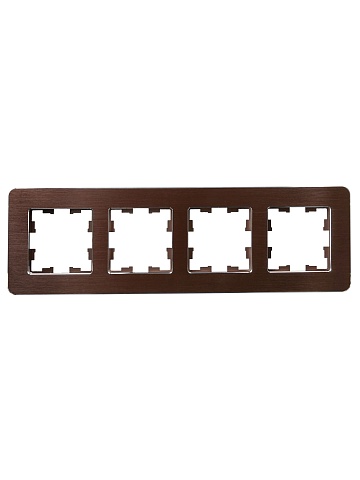 IEK BRITE DECOR Коричневый металл. скругл.угол Рамка 4-мест. РУ-4-1-Бр RE AL