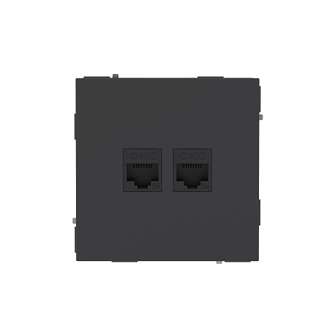DKC KANT Компьютерная розетка RJ-45 без шторки, кат.5е двойная, черный уголь
