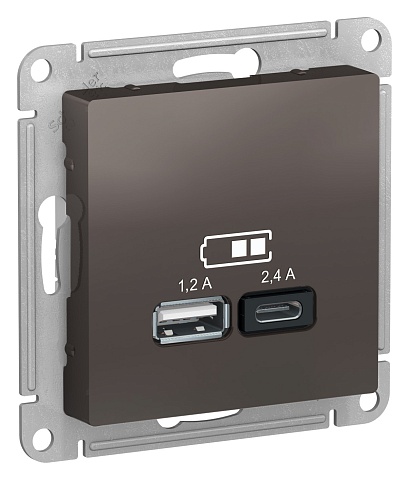 SE AtlasDesign Мокко USB A+С, 5В/2,4А, 2х5В/1,2А, механизм