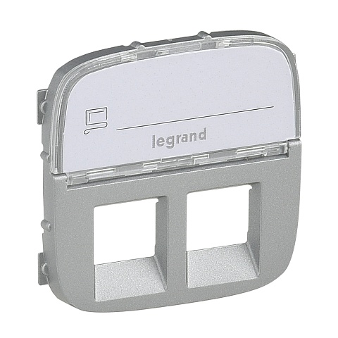 Legrand Valena ALLURE Алюм Накладка розетки комп 2-ой/ТЛФ+комп с полем для надписи