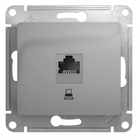 SE Glossa Алюминий Розетка компьютерная RJ45 кат.5E