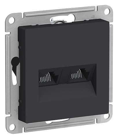 SE AtlasDesign Карбон Розетка двойная компьютерная RJ45+RJ45, кат.5E, механизм