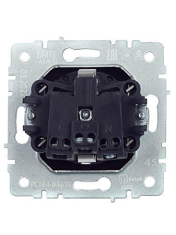 IEK BRITE Розетка 1-местная с заземлением с защитными шторками 16А РС14-1-0-БрТБ темная бронза
