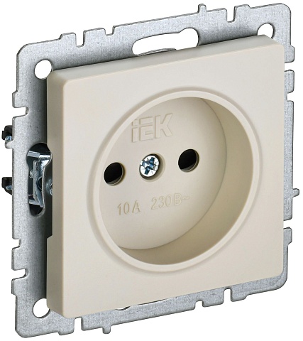 IEK BRITE BASE Бежевый Розетка без з/к с з/ш 10А РСш10-2-БрКр