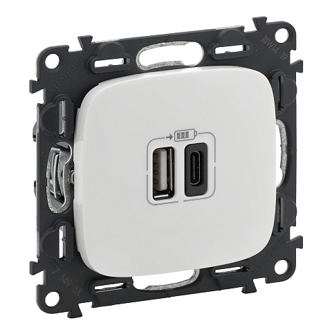 Legrand Valena Allure, белый, зарядка USB A-C