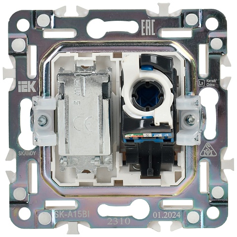 IEK SKANDY Черный Розетка двойная TV+RJ45 кат.6E SK-A15Bl