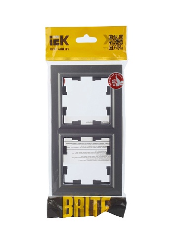 IEK BRITE Рамка 2-местная РУ-2-БрС сталь