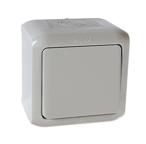 Legrand Quteo Сер Выключатель 1-клавишный IP44 10А