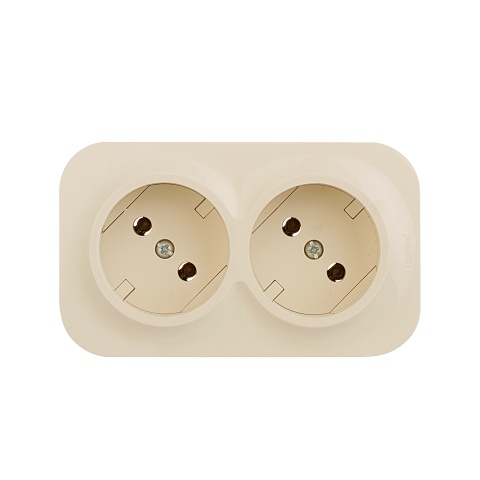 Legrand Quteo IP 20 Слоновая кость Розеточный блок с предварительным подключением 2 x 2К без шторок - 16 A - 250 В~