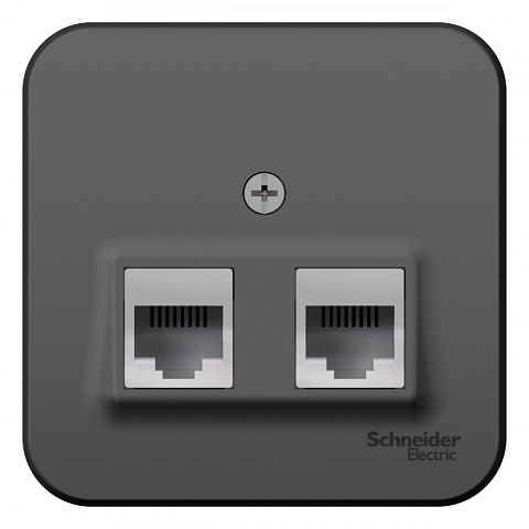 SE Blanca наруж Антрацит Розетка 2-ая ТЛФ/КОМП, RJ45+RJ11, кат.5E, изолир. пластина