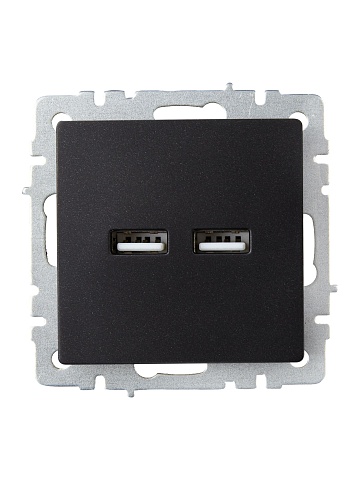IEK BRITE Роз. USB A+A 3,1А РЮ10-1-БрЧ черн.