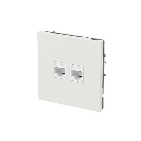 DKC KANT Компьютерная розетка RJ-45 без шторки, кат.6А двойная, белый песок