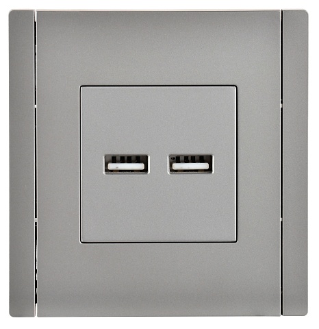 IEK FORTE&PIANO Сталь Розетка USB A+A 3,1А FP549