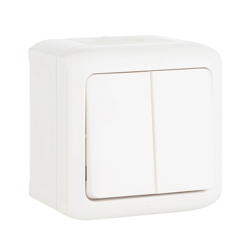 Legrand Quteo Белый Переключатель 2-клавишный IP44 10А