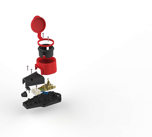 ЭРА Колодка KX-1e-RED-IP44 каучуковая с заземлением 1 розетка 16A IP44 красная