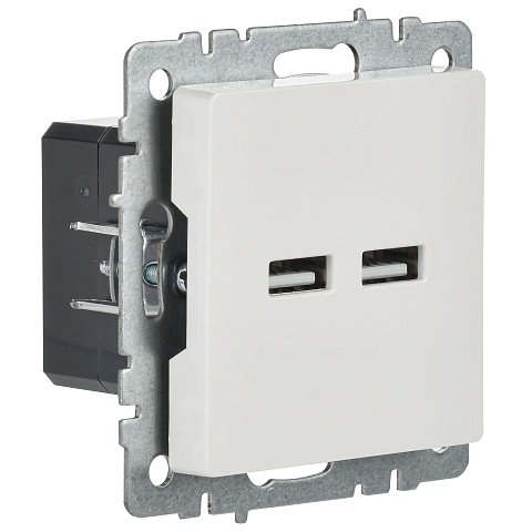IEK BRITE Роз. USB A+A 3,1А РЮ10-1-БрБ бел.