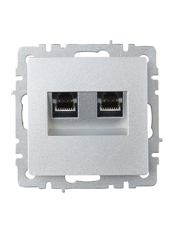 IEK BRITE BASE Алюминий Розетка комп. 2-ая RJ45 кат.6 РК11-2-БрА