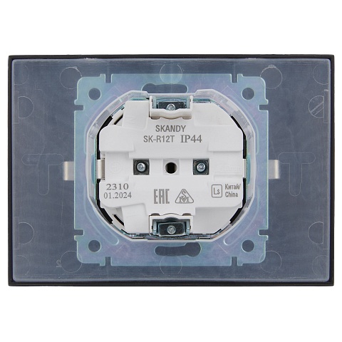 IEK SKANDY Титан Розетка 2-ая с/з с крышкой 16А в сборе IP44 SK-R12T