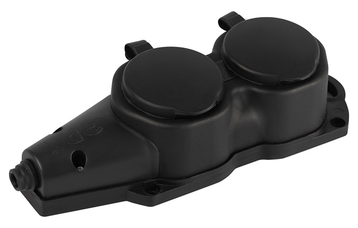 ЭРА Колодка KX-2e-B-IP44 каучуковая с заземлением 2 розетки 16A IP44 черная