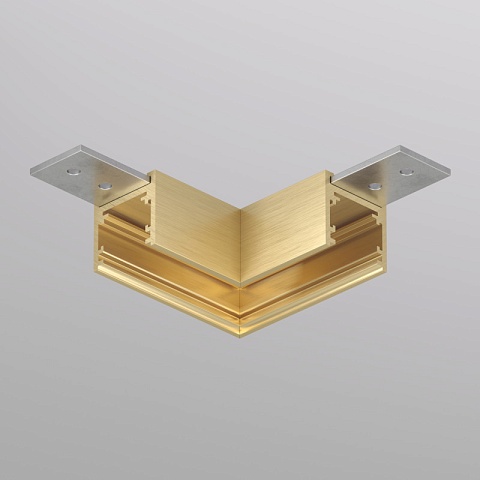Denkirs TR5731-SB Угловой элемент трека, 90° потолок-потолок, для трека SHINE BASE, сатинированная латунь, алюминий