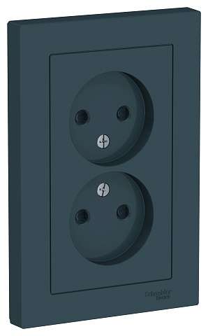 SE AtlasDesign Изумруд Розетка б/з двойная, со шторками,16А, в сборе