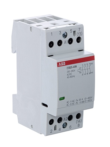 ABB Контактор ESB25-40N-06 модульный (25А АС-1, 4НО), катушка 230В AC/DC