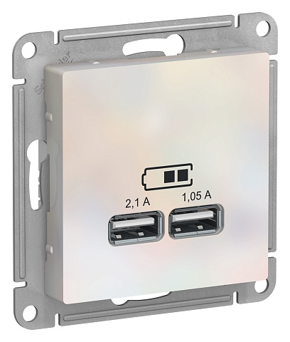 SE AtlasDesign Жемчуг USB, 5В, 1 порт x 2,1 А, 2 порта х 1,05 А, механизм